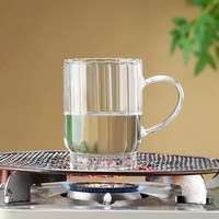 Vaso de Vidrio de Borosilicato Alto Acanalado de 450ml con Tapa de Bambú y Pajita, Taza para Café Helado con Asa o sin Asa