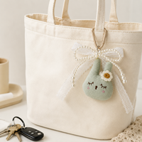 Porte-clés Lapin en Peluche Mignon Fait Main avec Nœud, Breloque pour Sac, Voiture, Clés, Sac à Dos