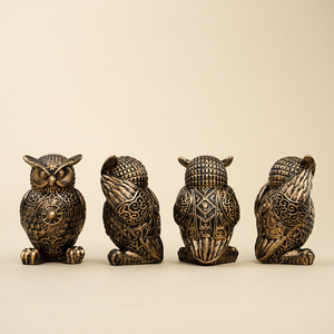 Estatuilla de búho de resina Vintage, fabricación de decoración del hogar, estatua de Navidad y Halloween, <span class=keywords><strong>no</strong></span> escuches, <span class=keywords><strong>No</strong></span> <span class=keywords><strong>hables</strong></span>, <span class=keywords><strong>No</strong></span> mires - Product Image 4