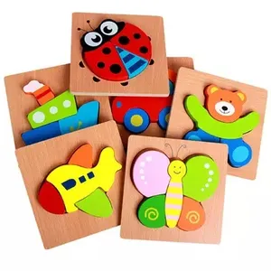 Puzzle in legno di alta qualità giocattoli educativi per bambini Puzzle in legno 3d per bambini in cartone animato