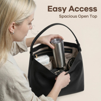 Sac à langer en cuir PU vegan de luxe, plusieurs couleurs |   Sac de voyage multi-usage à grande capacité avec fermeture éclair, montable sur poussette