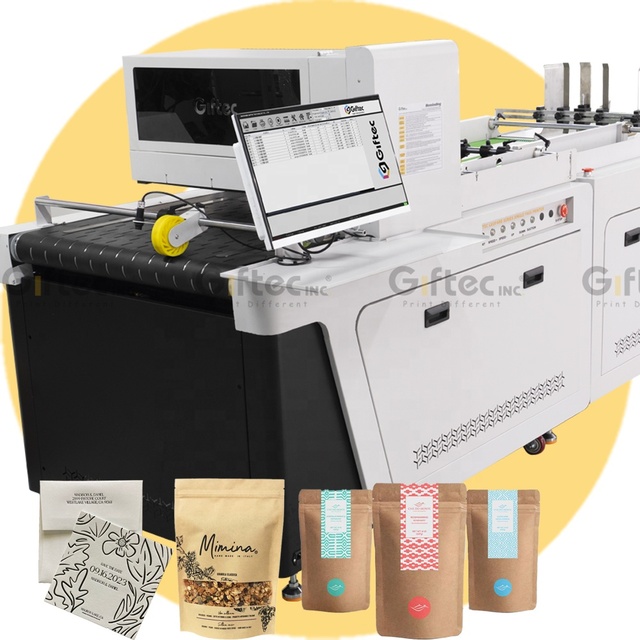 Giftec High Speed Single Pass Standup Pouch Digital Printer A3 Printhead One Pass Printer for Doypack Bag Paper Bag Printing