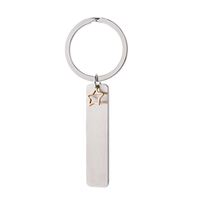 Porte-clés long en acier inoxydable Ywyougang avec breloque étoile, étiquette vierge personnalisable à graver, pour cadeau, vente en gros