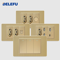Prise standard brésilienne DELEFU type 118, panneau en or brossé, durable, 2 prises, type C, 2 ports, 10A/20A, charge rapide