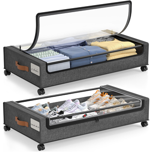 New <b>Shoes</b> Clothes Organizer Underbed <b>Storage</b> Containers Space Saving Rolling Drawers Under Bed <b>Storage</b> With Wheels - Product Image 1