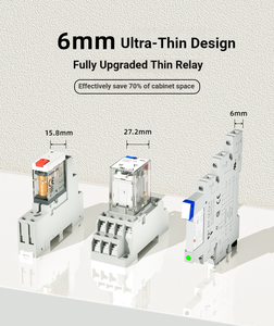 Hf41f 41f-1z-c2-1 6A thu nhỏ <span class=keywords><strong>HF</strong></span> tiếp sức ổ cắm chủ 250VAC Din Rail núi Slim Rơ Le với LED 24V tiếp sức mô-đun Rơ Le - Product Image 3