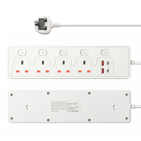 Stop Kontak Industri Standar Inggris dengan Inti Tembaga Murni, Kabel Ekstensi, 4 Stop Kontak AC, 2 USB-A, 2 USB-C, 250V, Tahan Api, untuk Pabrik