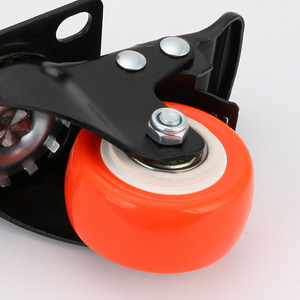 Swivel Caster Wheel 2 Inch Orange PP With Brake Industrial Furniture Use Ball Bearing Firm Tread - Product Image 1