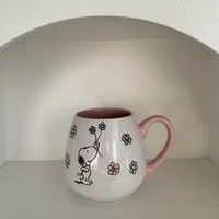 Ensemble de tasses à café en céramique personnage de dessin animé grès Jumbo Latte Cup pour bureau et maison lave-vaisselle et micro-ondes brun gris