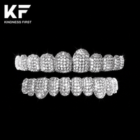 Grillz Moissanite en Argent Plaqué Or, Style Hip-Hop, Sertis à la Main, Pavé Nid d'Abeille, pour Dents