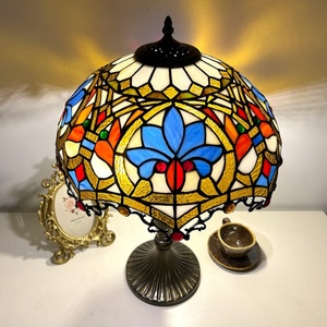 LongHuiJing 16 Inch Adjustable Mediterranean Stained Glass Dome LED Table Lamp Flexible Design Eco-Friendly AC E26 for Living - Product Image 5