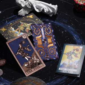 Cartas de <span class=keywords><strong>Tarot</strong></span> Blue-Gold Book Pages 2026 Nueva Edición, con Hojas Doradas, Impermeables, de Plástico Estándar, Juego Completo de 80 Cartas - Product Image 3