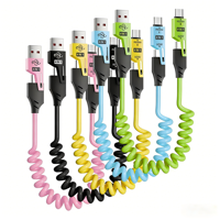 Cable de Carga Rápida Multifuncional 4 en 1 de Alta Calidad, 1 Metro, 60W, USB-A/USB-C a USB-C/8 Pines, para Viajes
