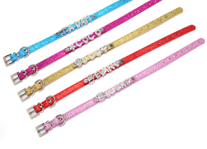 Collar de perro con diamantes de imitación de lujo personalizado con letras de nombre DIY, suministros para mascotas, Collar de perro de cuero PU ajustable - Product Image 5