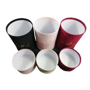 Scatola di cappelli di fiori di lusso in velluto e cilindro rotondo per la scatola regalo di rose conservate elegante per la conservazione di Bouquet con Display floreale - Product Image 5