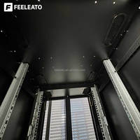 Rak Server Pintu Kaca Tempered Berlapis Bubuk Baja Canai Dingin SPCC 19 Inci untuk Peralatan Pusat Data 800x1000mm, Pasokan Langsung