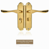 Ensemble de poignées de porte en bois pour chambre à coucher, style moderne et minimaliste, avec serrure, en acier inoxydable satiné, levier intérieur silencieux sur plaque, pour hôtel