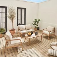 Ensemble de meubles d'extérieur imperméables toutes saisons de style nordique, ensemble de salon de jardin en teck, canapé de jardin haut de gamme personnalisé