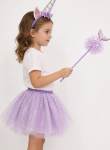 Disfraz de Sirena Morada <span class=keywords><strong>para</strong></span> Niñas, Conjunto de Disfraz con Falda Tutú Brillante y Diadema de Unicornio Plateada, <span class=keywords><strong>para</strong></span> <span class=keywords><strong>Cumpleaños</strong></span> y Año Nuevo - Product Image 2