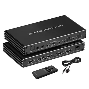 HDMI 2,1 4X1 Switch 8K @ 60HZ 4K @ 120HZ 8 bit VRR do-LBY visão atmos SPDIF Saída de áudio óptica