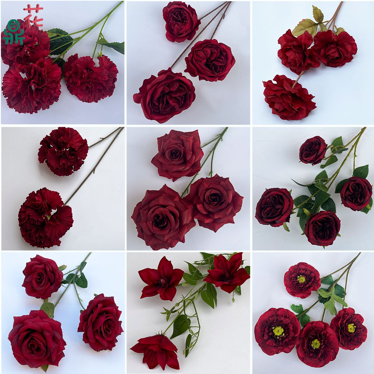 Direct-Selling Wholesale Beautiful Burgundy Silk Artificial Flowers Retro Wedding Gardening Decoration for Mother's Day