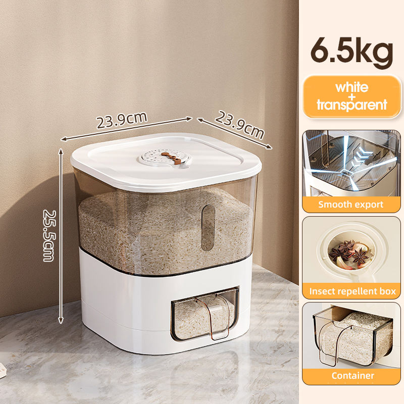 Capacité de riz blanche + transparente de 6,5 kg