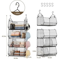 Organisateur de placard suspendu, étagère murale de rangement pour vêtements, panier suspendu pour chambre à coucher, armoire, buanderie