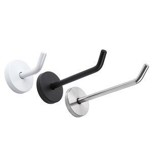 Ensemble de crochets muraux minimalistes en blanc, noir et acier inoxydable pour la salle de bain, design durable - Product Image 1