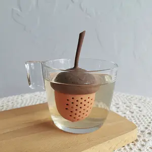 Creative צף סיליקון קונוס אורן צנובר כדור בצורת תה Infuser מסננת עם ארוך ידית BPA משלוח ידידותי לסביבה חום