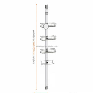 WIREKING Étagère de Douche d'Angle à Tension Réglable 74-106 Pouces, en Aluminium Inoxydable, 4 Niveaux, pour Rangement de Salle de Bain, Organisateur de Shampoing - Product Image 6