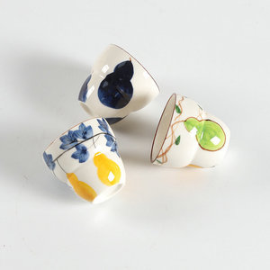 Hand Painted <b>Ceramic</b> Tea <b>Cups</b> With Fruit Pattern Traditional Chinese Style For Afternoon Tea Gift - Product Image 4