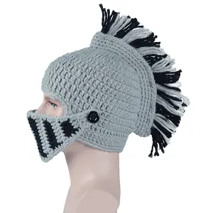 Bán Buôn Cá Tính Vui Vẻ Halloween La Mã Hiệp Sĩ Mũ Bảo Hiểm Handmade Dệt Kim Mũ Mùa Đông Beanie Mũ