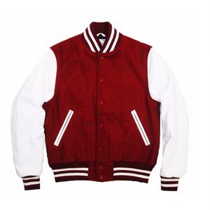 Nouveau Varsity Letterman University Corps en laine rouge Vestes à manches en cuir véritable - Product Image 1