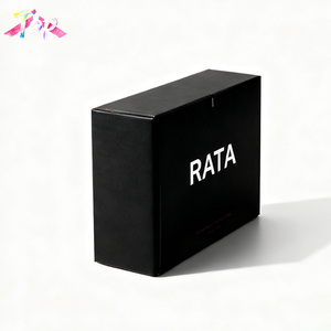 Kotak Hadiah Kertas Keras Mewah Hitam Ramah Lingkungan Dapat Didaur Ulang dengan Laminasi Matt Tahan Air Premium Berembos Khusus - Product Image 3