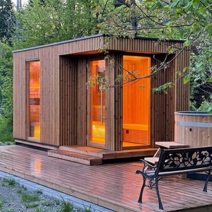 Nouvelle Arrivée : Cabine <span class=keywords><strong>de</strong></span> Sauna Extérieure en Bois Carbonisé Isolée et Étanche, Modèle A-Frame, pour Complexes Hôteliers, Fermes et Jardins - Product Image 1