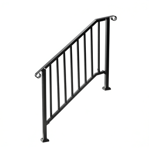 Corrimano per Portico Esterno, Design Retrò ad Arco Nero, Parti in Metallo per Scale Accessibili - Product Image 1