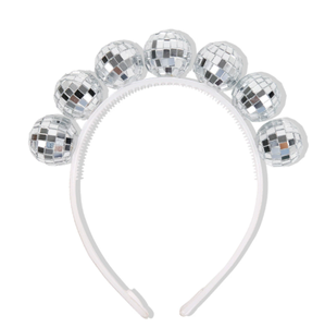 <span class=keywords><strong>Bandeau</strong></span> boule disco années 1970, boule miroir vintage argentée, pour décoration disco, fête d'anniversaire - Product Image 1