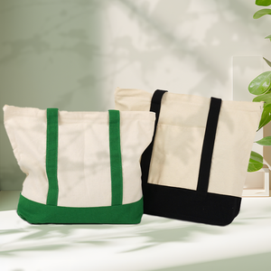 Hot Sale Customized Printed Logo Reusable Color Splicing <strong>Large</strong> Capacity Cotton <strong>Canvas</strong> Shopping Tote <strong>Bag</strong> with Monogramming - Product Image 5