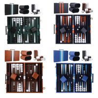 Jeu de backgammon de voyage portable pour 2 joueurs, plateau de backgammon de luxe personnalisé avec cube multiplicateur