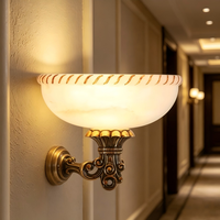 Applique murale vintage en laiton avec abat-jour en verre, lumière LED, douille E27, CRI 90, 2700K, 4100K, 6000K, éclairage pour hôtel