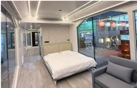 Cabine Apple préfabriquée modulaire détachable de luxe moderne de 30 et 40 pieds, style capsule spatiale, pour bureau, habitation et usage en resort
