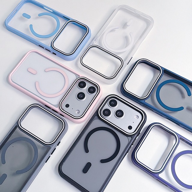 For IP14 15 16 17 Two-in-One Transparent Magnetic Phone Case for iPhone 16 Pro Max, Reinforced Bumper Cover with Magnetic Ring