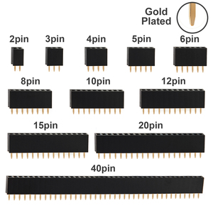 Connecteur femelle plaqué or à pas de 2.54mm 2 3 4 5 6 8 10 12 15 20 40 broches à une rangée 2.54mm pour Pcb - Product Image 1