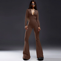 GIMILY oem custom une pièce combishorts body femmes lait soie haute élastique fermeture éclair col en V Sports yoga combinaisons évasées
