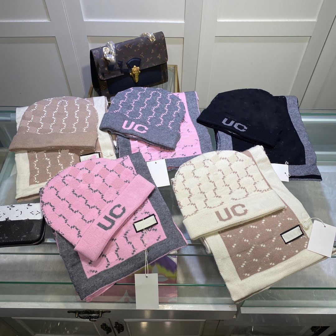 Новое поступление, дизайнерские жаккардовые теплые мягкие шапки-бини с буквенным принтом, вязаный шарф