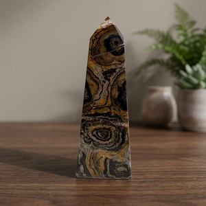 Tour de stromatolite naturelle polie, pointe de cristal de pierre fossile, spécimen minéral fossile ancien, décoration en pierres précieuses en gros - Product Image 3