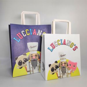 Sacs en papier kraft personnalisés KM, logo exclusif imprimé, sacs d'emballage pour le commerce de détail, sacs cadeaux pour vêtements, brun - Product Image 1