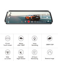 Nouveau miroir Dash Cam 1080P 10 "Full HD tactile double objectif vue arrière Vision nocturne voiture Dvr caméra
