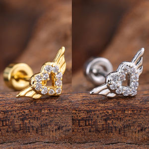 10 pièces/ensemble 20G or fantaisie forme boucle d'oreille hypoallergénique Piercing avec 3MM vis sur boule support pendantes Cartilage hélice bijoux - Product Image 6