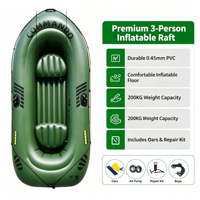 Bateau de pêche gonflable en PVC 188 cm, épaisseur 0,45 mm, vert, portable, avec pagaies, pompe et kit de réparation pour rivière et lac